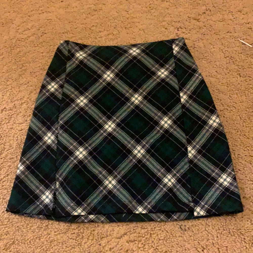 Dark green plaid mini skirt